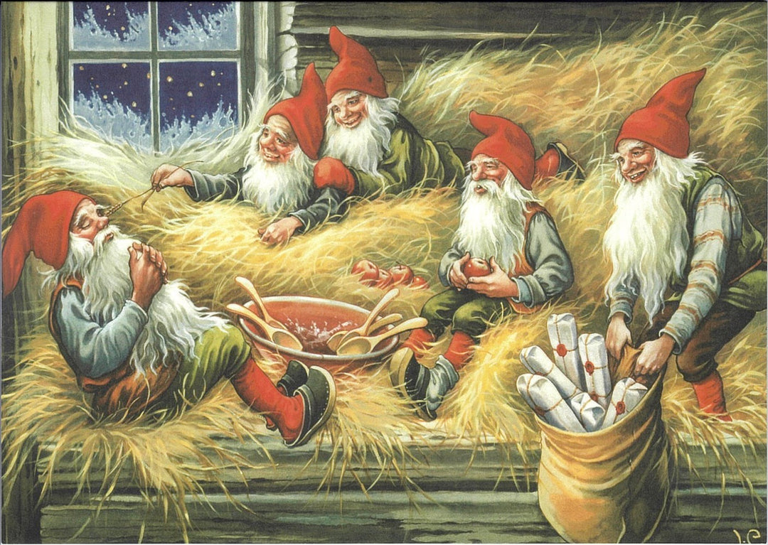 Christmas Cards Tomtar in the hay Pkg of 6