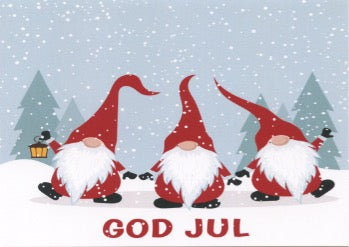 Christmas Cards God Jul Gnomes Pkg of 6