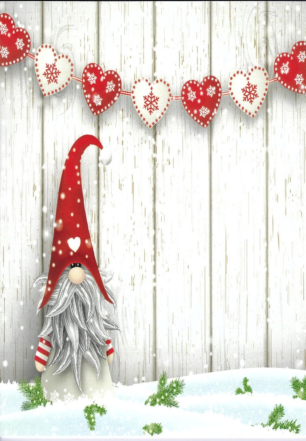 Christmas Cards Gnome with Heart Garland Pkg of 6