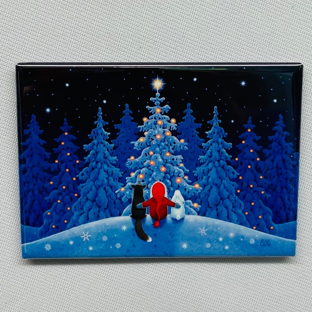 Rectangle Magnet, Eva Melhuish Tomte, Fox & Bunny at Tree