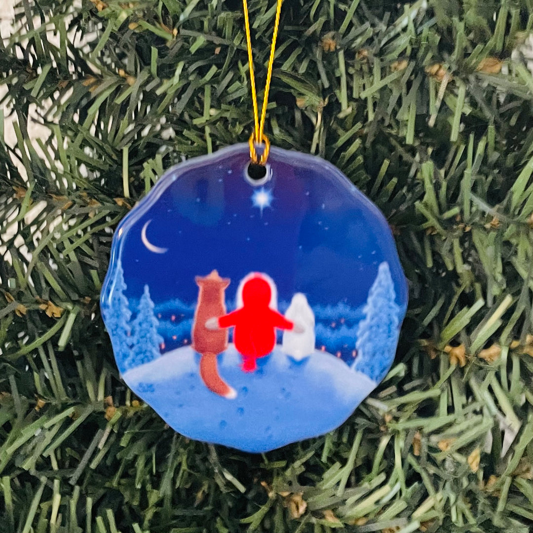 Ceramic Ornament, Eva Melhuish Tomte Fox & Rabbit