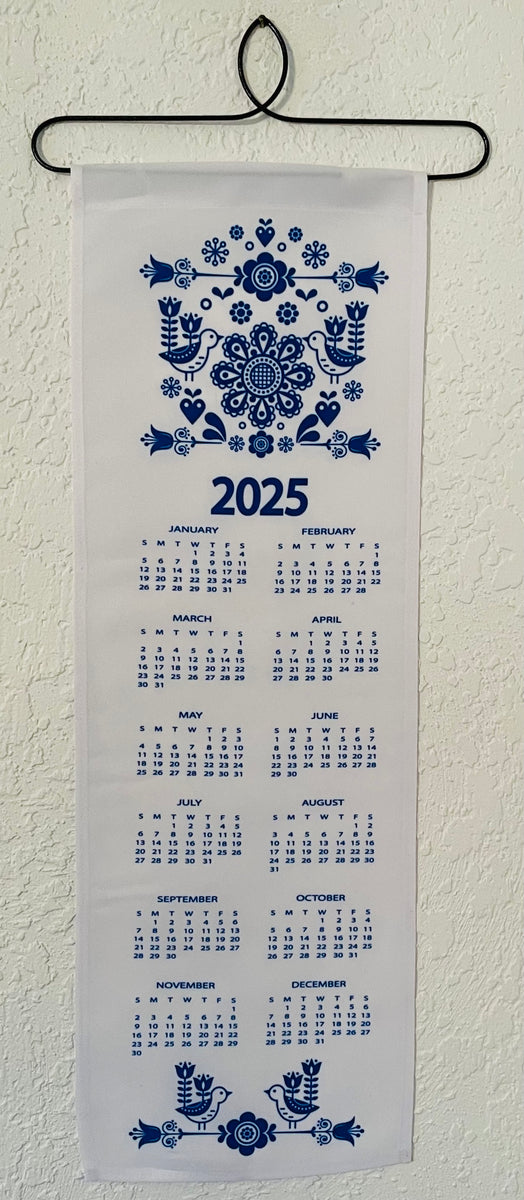 2025 Folk Art Fabric Wall Hanging Calendar Gift Chalet