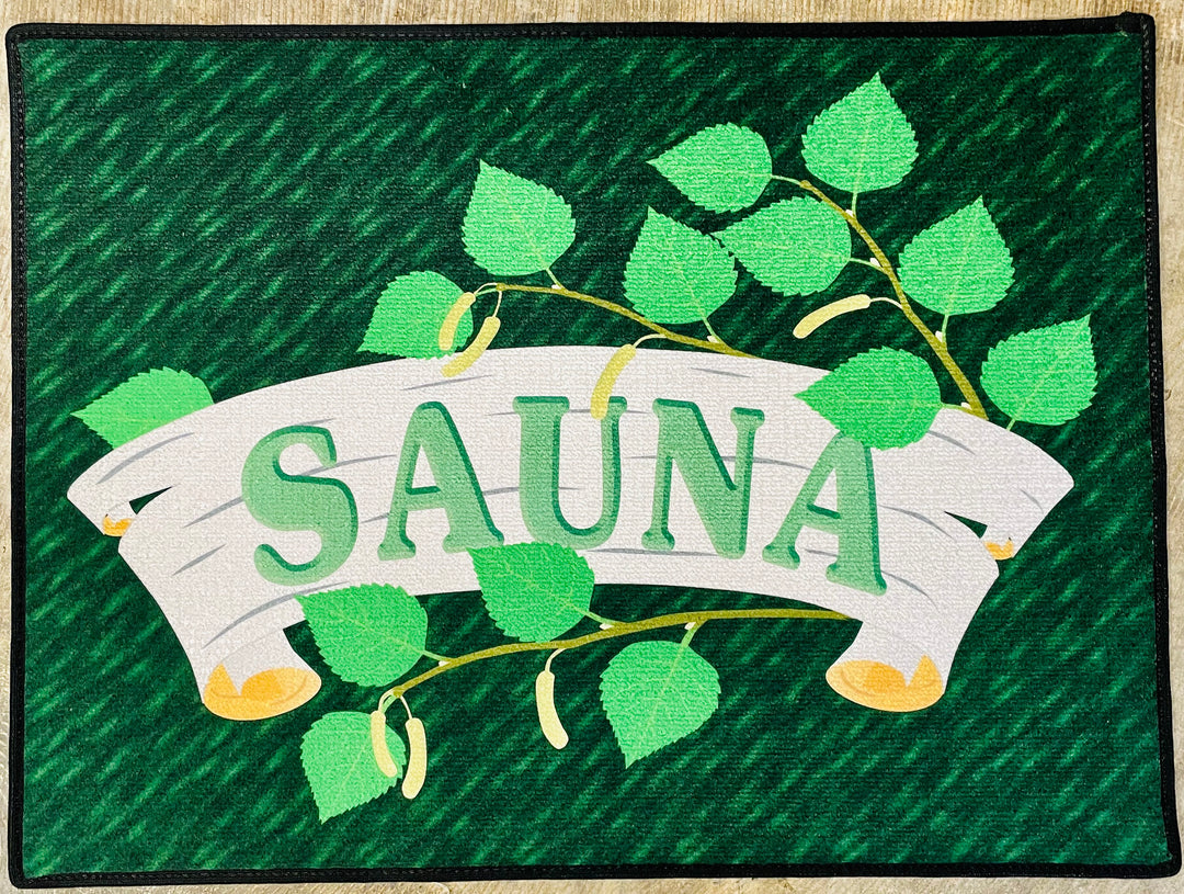 Sauna & birch leaves Door Mat Rug