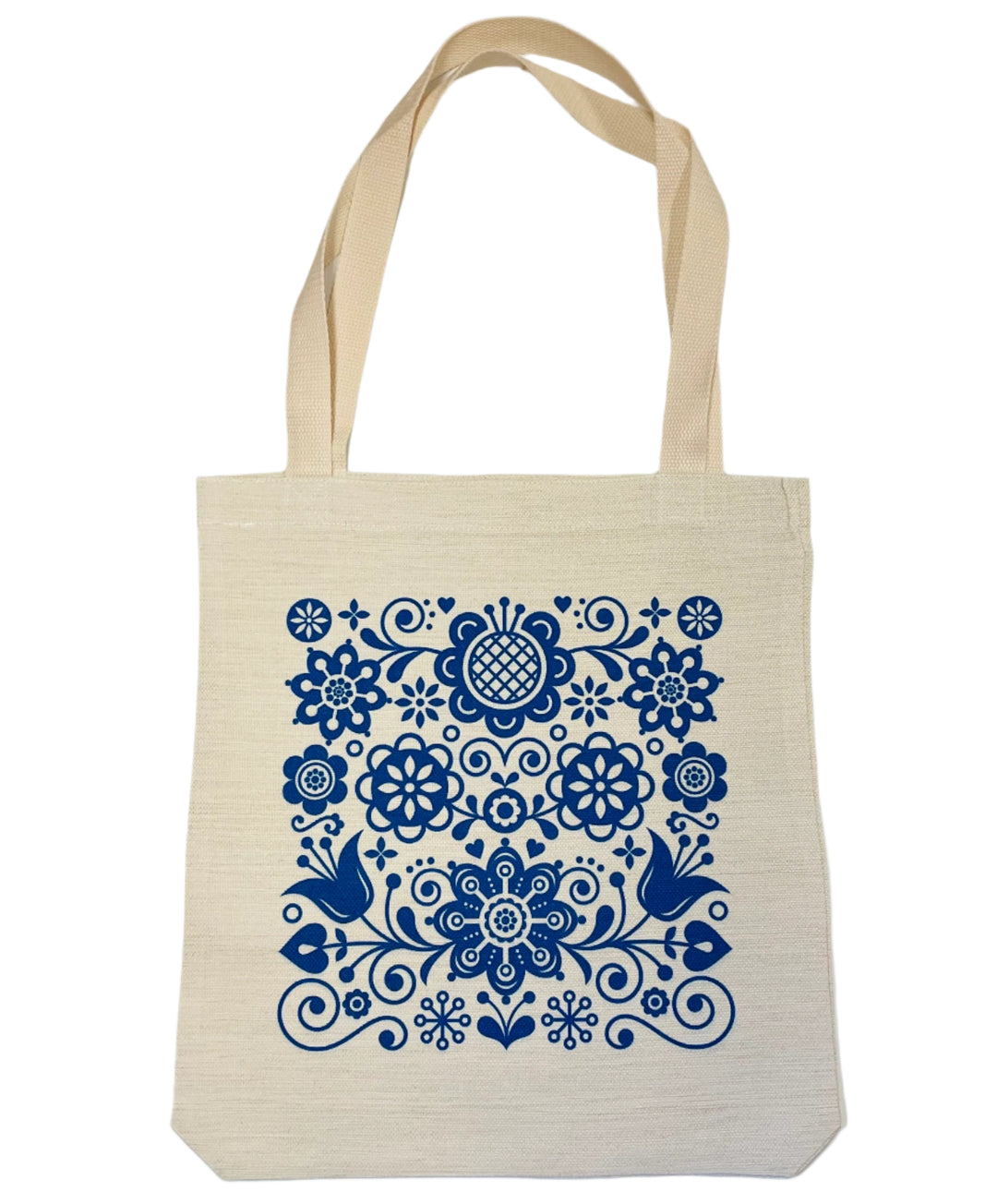 Linen look Tote bag Folk art flowers