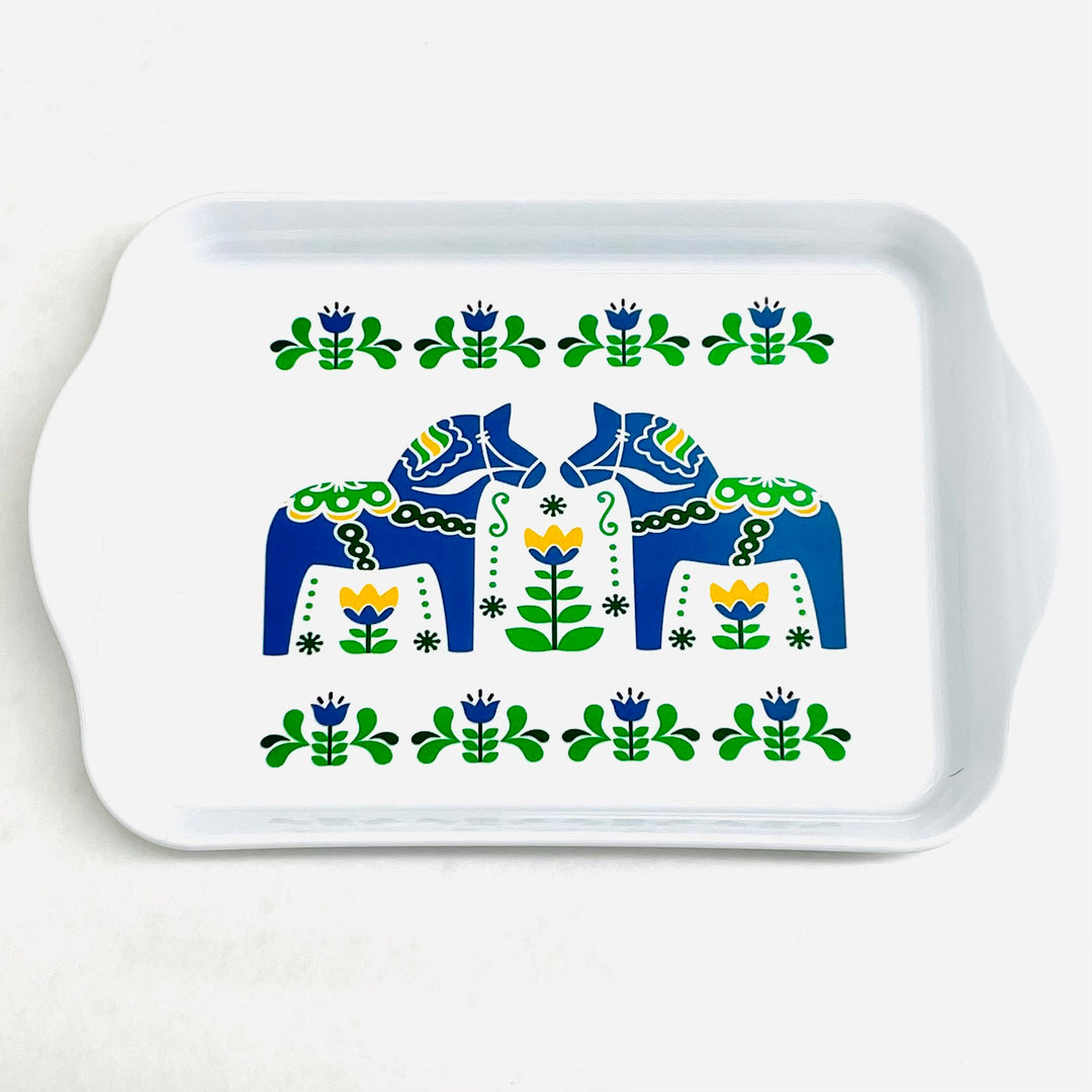 Small Tray - Blue Dala horses