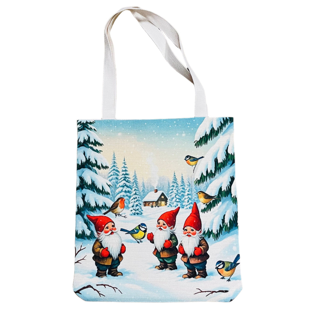 Linen look Tote bag Gnomes & Birds
