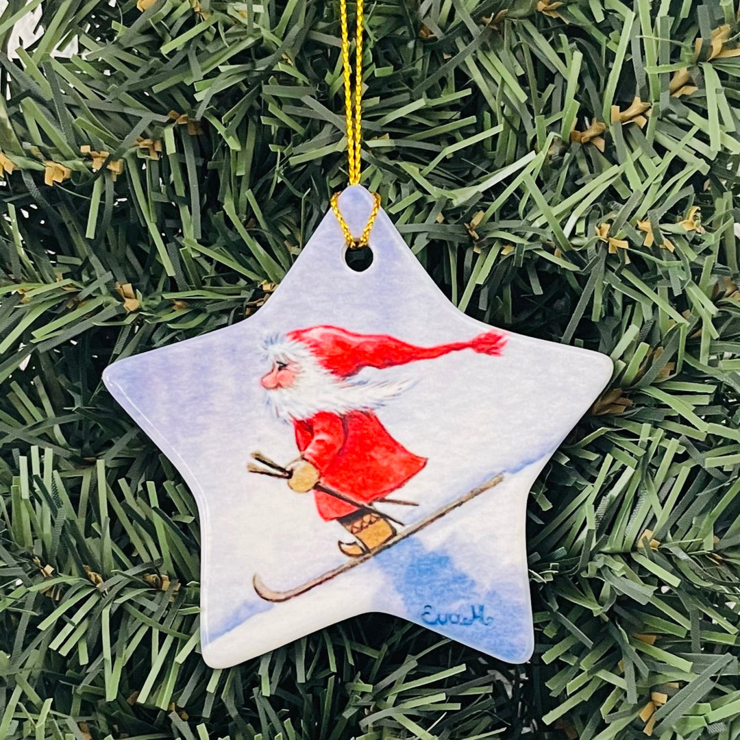 Ceramic Star Ornament, Eva Melhuish Tomte skier