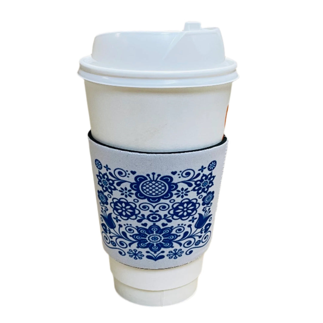 Cup Sleeve - Blue Folk Art