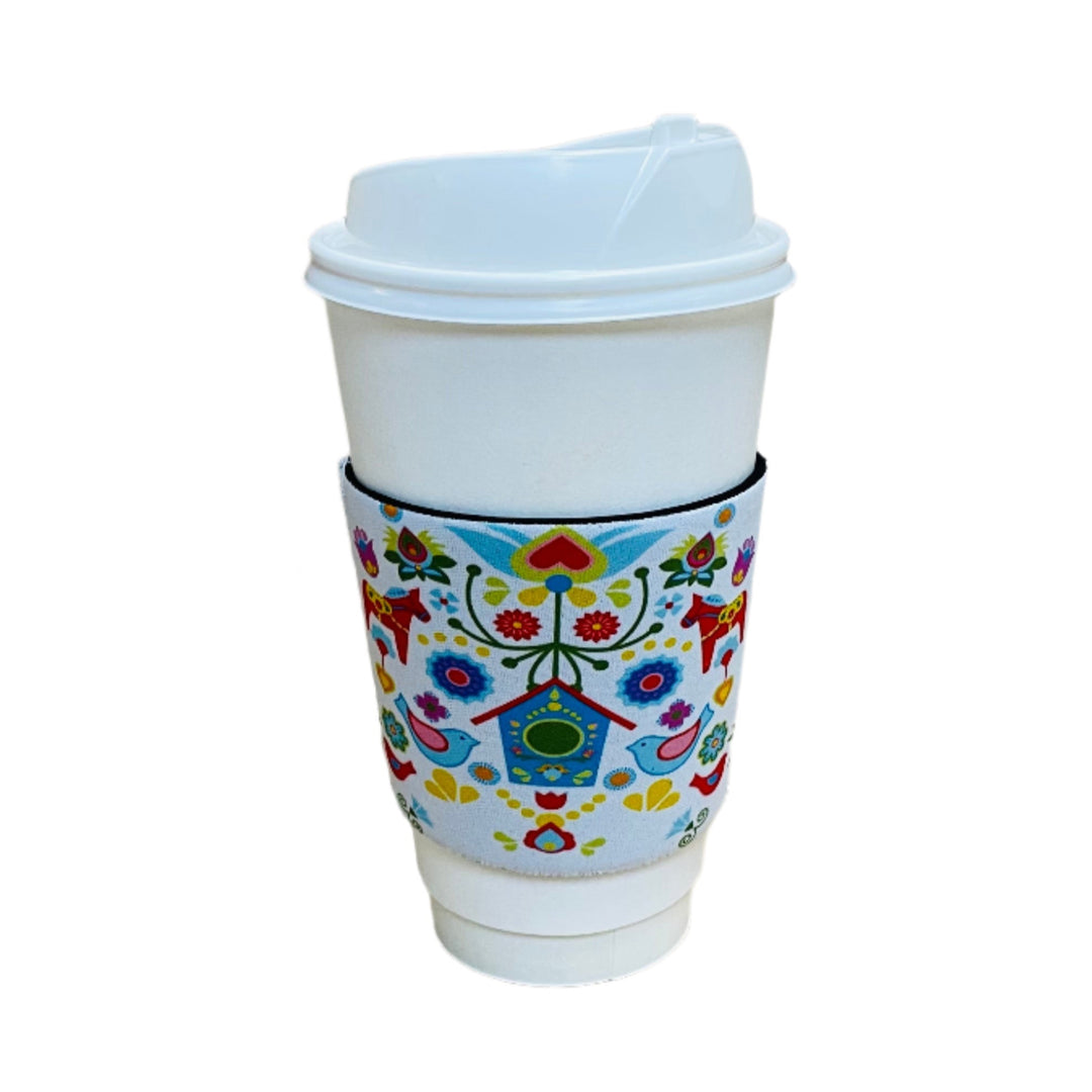 Cup Sleeve - Dala horse & Bird house