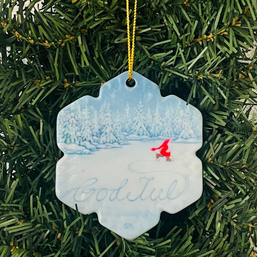 Ceramic Ornament, Snowflake shaped Eva Melhuish God Jul Snowy Skater