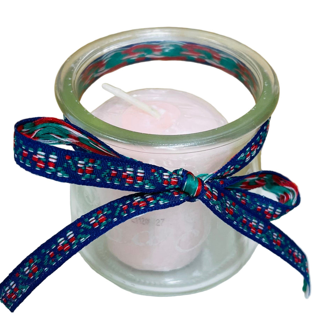 God Jul Glass Votive with Swedish Ribbon
