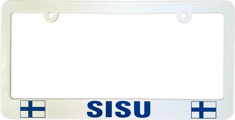 Finnish Sisu license plate frame with Finland flags