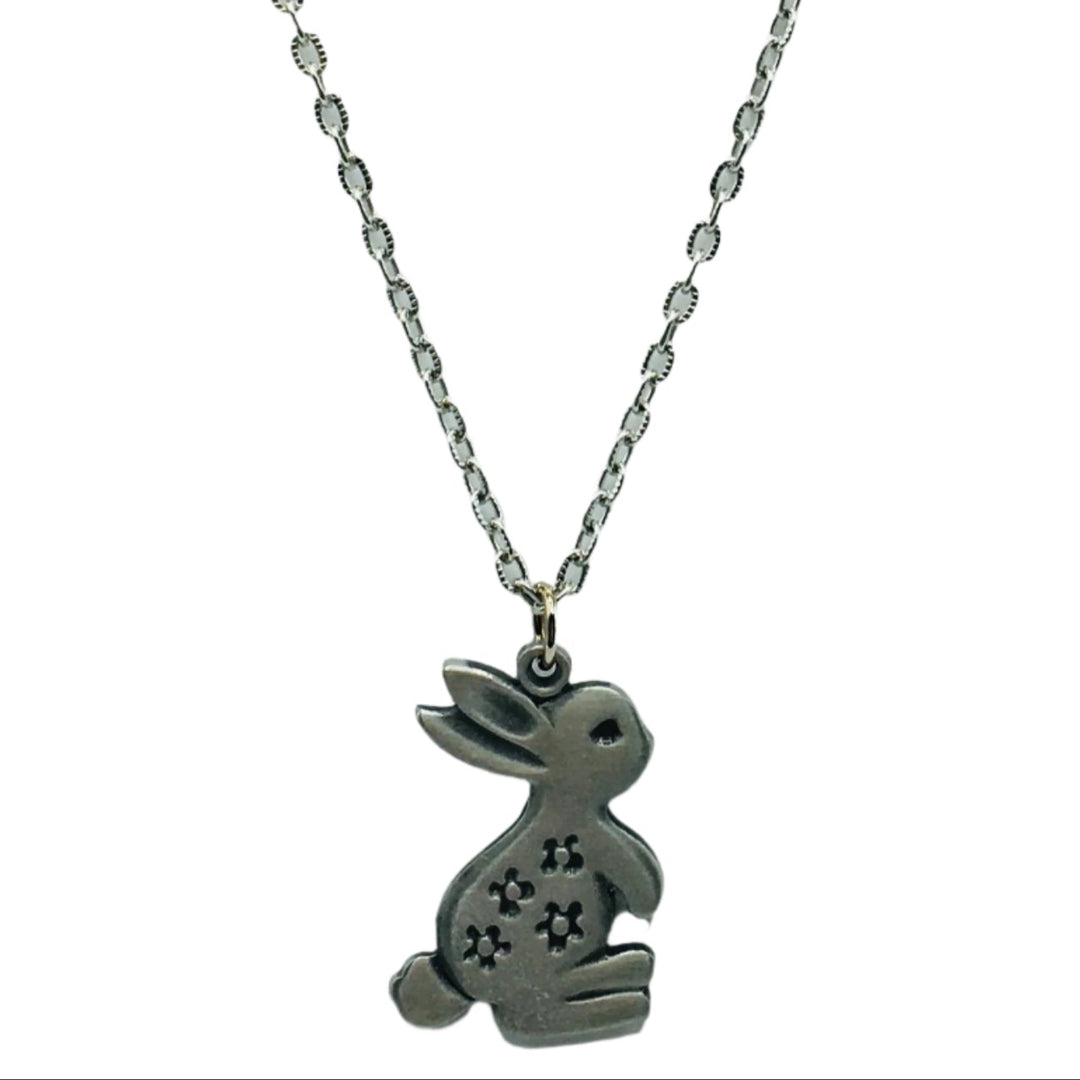 Swedish Pewter Bunny Rabbit Pendant Necklace