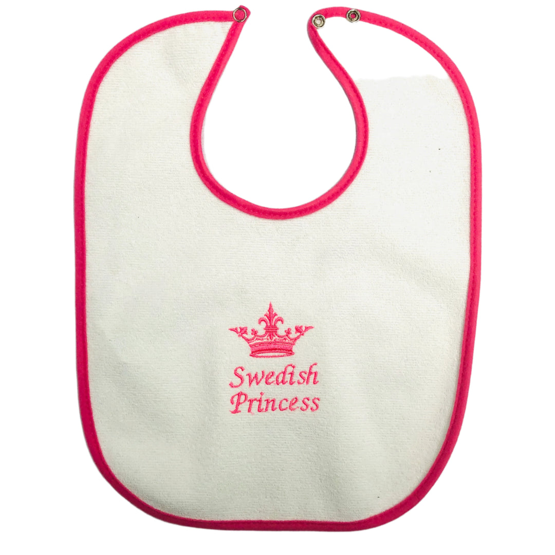 Baby Bib, Swedish Princess on pink