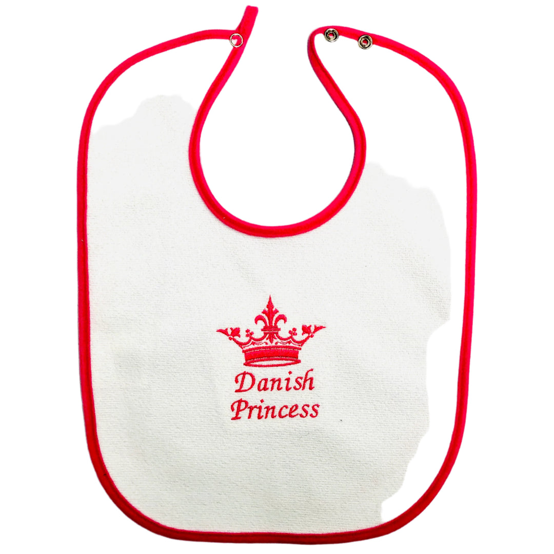 Baby Bib, Danish Princess on Pink