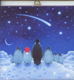 6" Ceramic Tile, Eva Melhuish Penguins watching shooting star