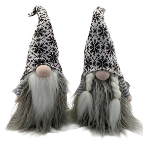 Brown knit hat gnome couple, 20"