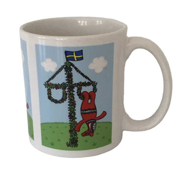 Karin Didring Dala Horse on Midsommar maypole coffee mug