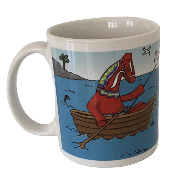 Karin Didring Dala Horse fishing coffee mug