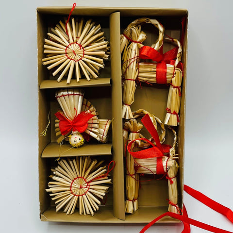 Straw ornament set - 16 pc box
