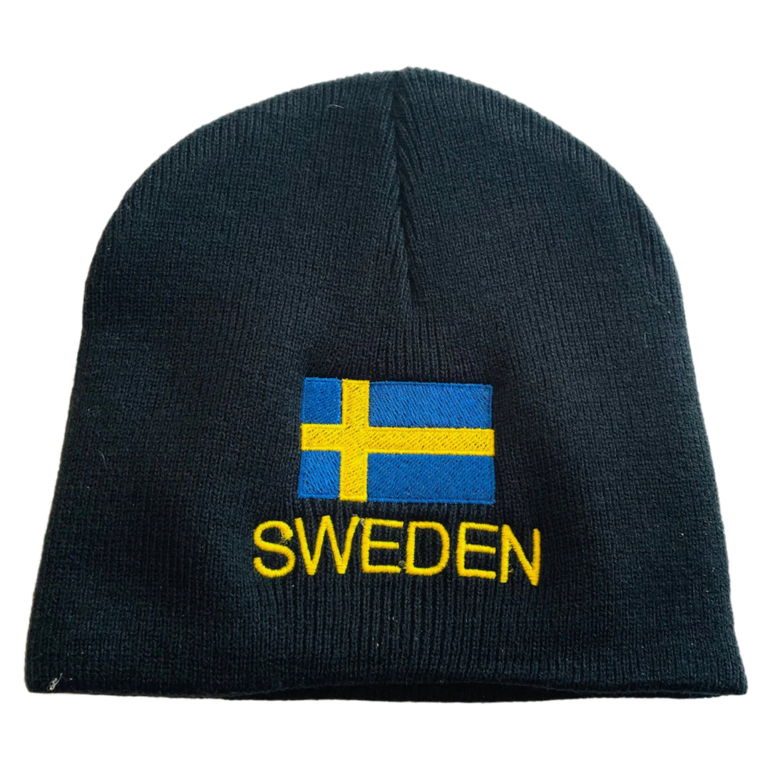 SALE Knit beanie hat - Sweden flag