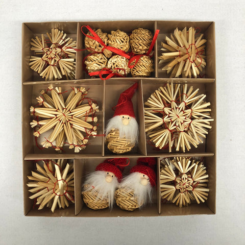 Straw ornament set - 38 pc box