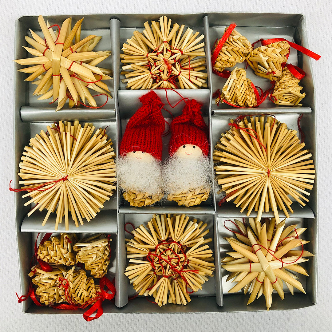 Straw ornament set - 36 pc box