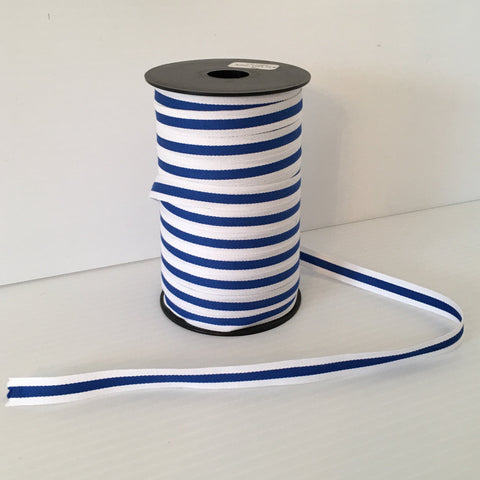 Fabric Ribbon Trim by the yard - Royal Blue & White