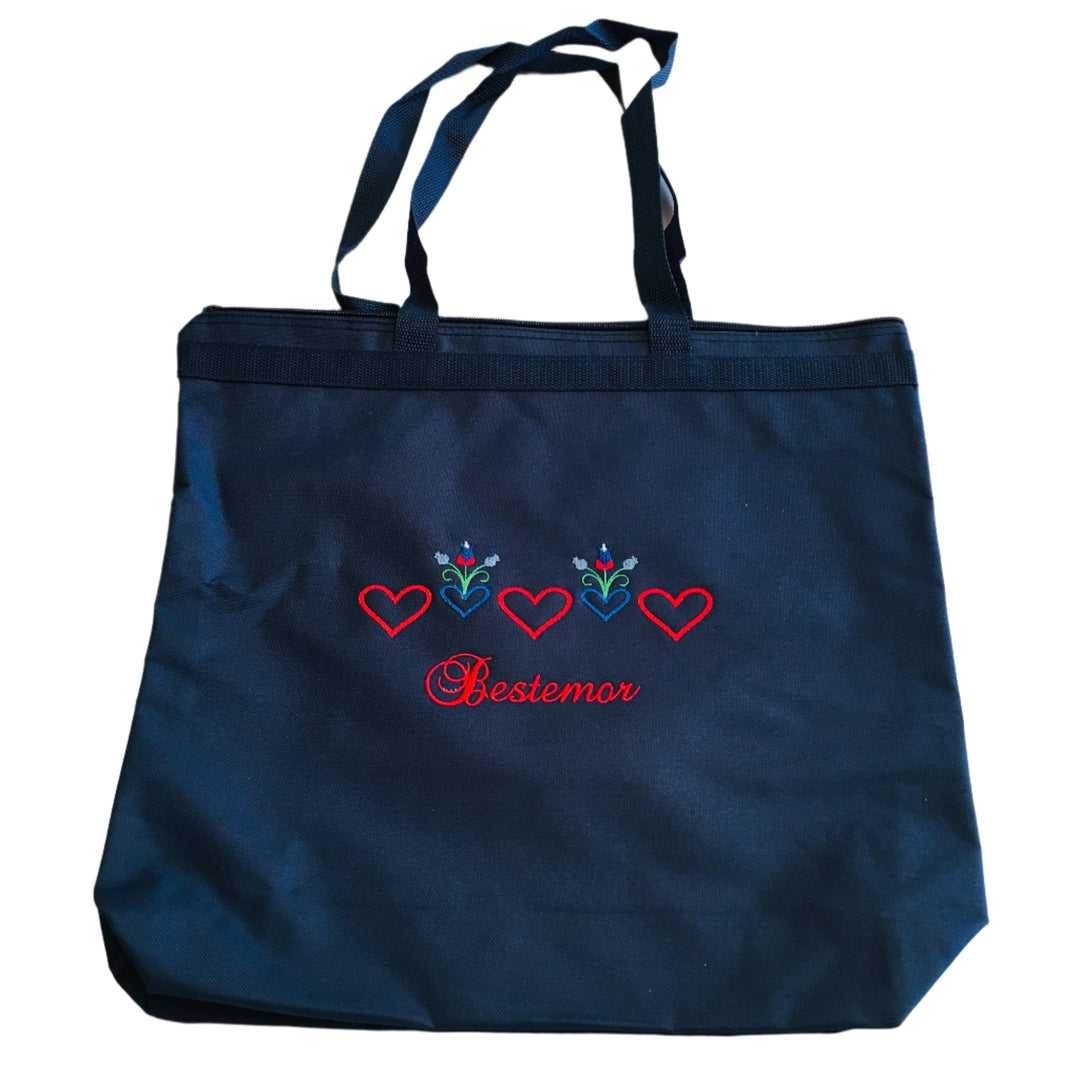 Tote Bag - Navy with Bestemor Hearts