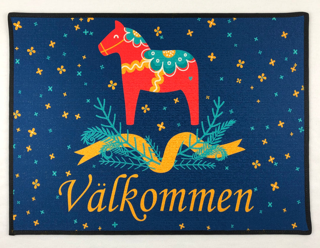 Välkommen Dala horse Door Mat Rug