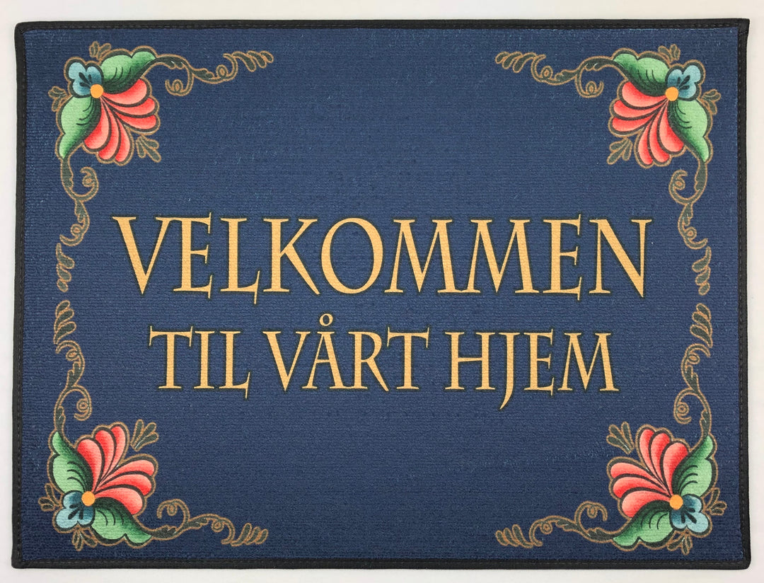 Velkommen til vårt hjem rosemaling Door Mat Rug