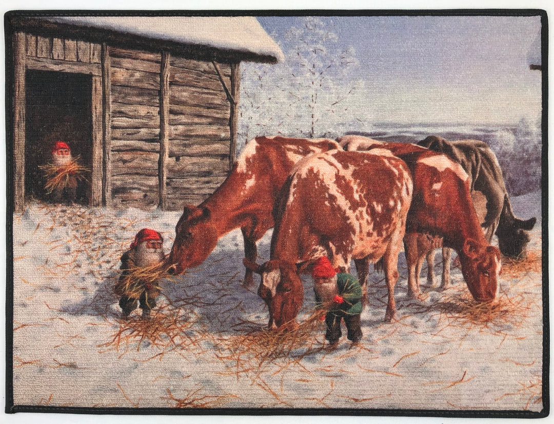 Jan Bergerlind Door Mat Rug - Tomtar feeding cows