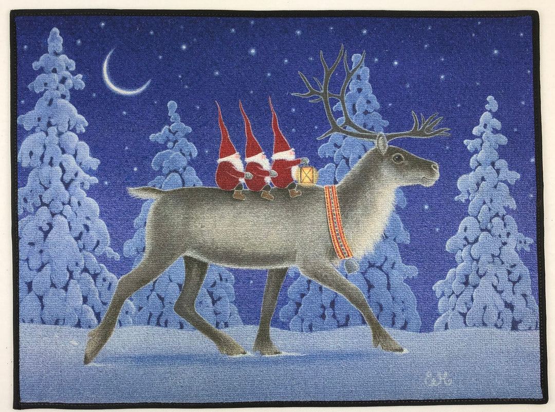 Eva Melhuish Door Mat Rug - Reindeer with Tomtar