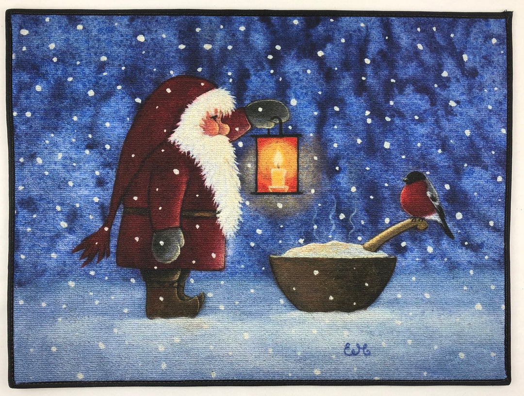 Eva Melhuish Door Mat Rug - Bird on Porridge bowl