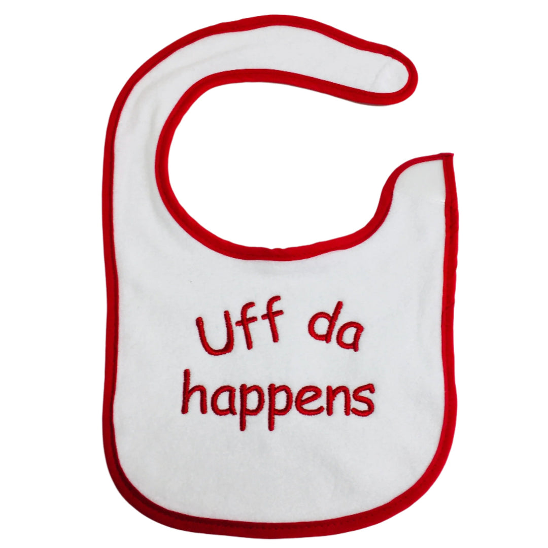 SALE Baby Bib, UffDa happens on Red