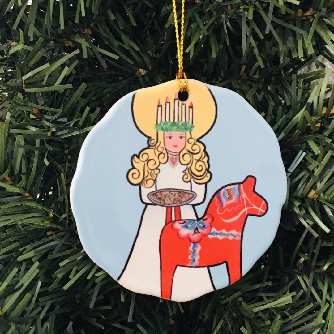 Ceramic Ornament, Lucia and Dala Horse