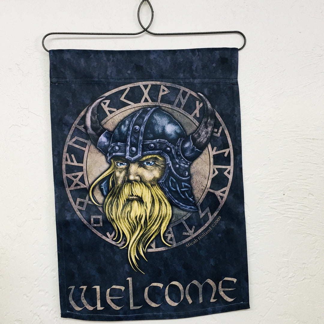 Micah Holland Viking with Runes garden flag