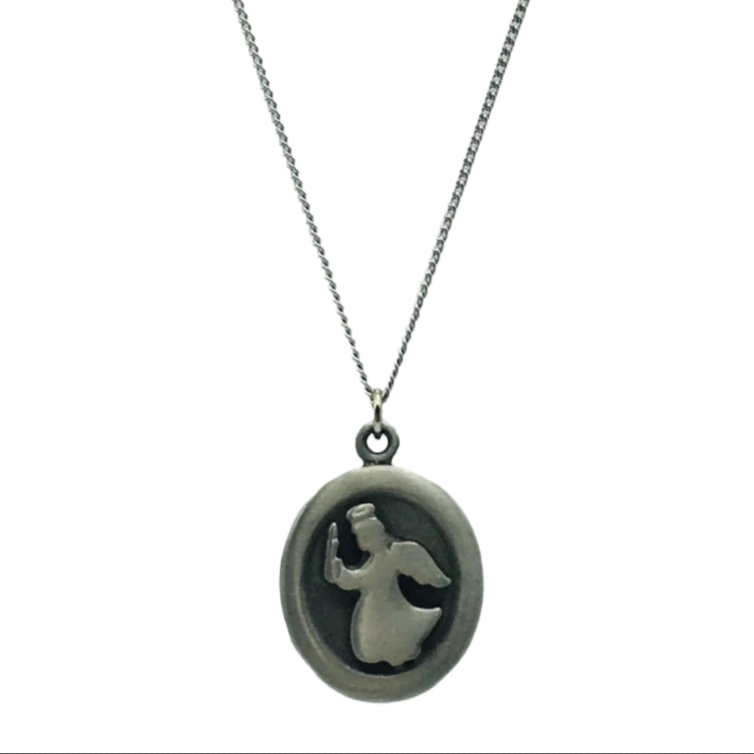 Swedish Pewter Angel Pendant Necklace