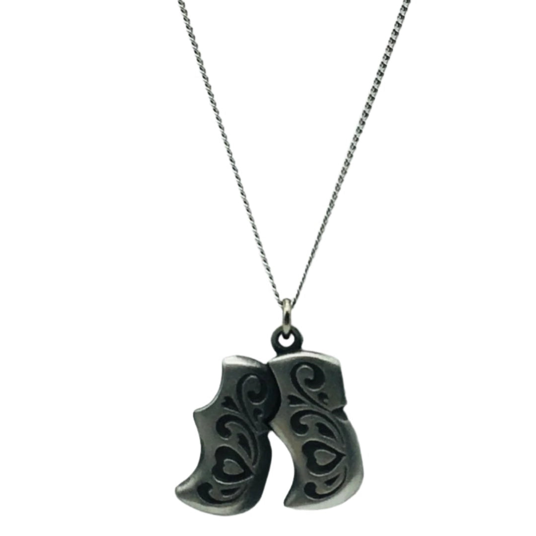 Swedish Pewter Clogs Pendant Necklace