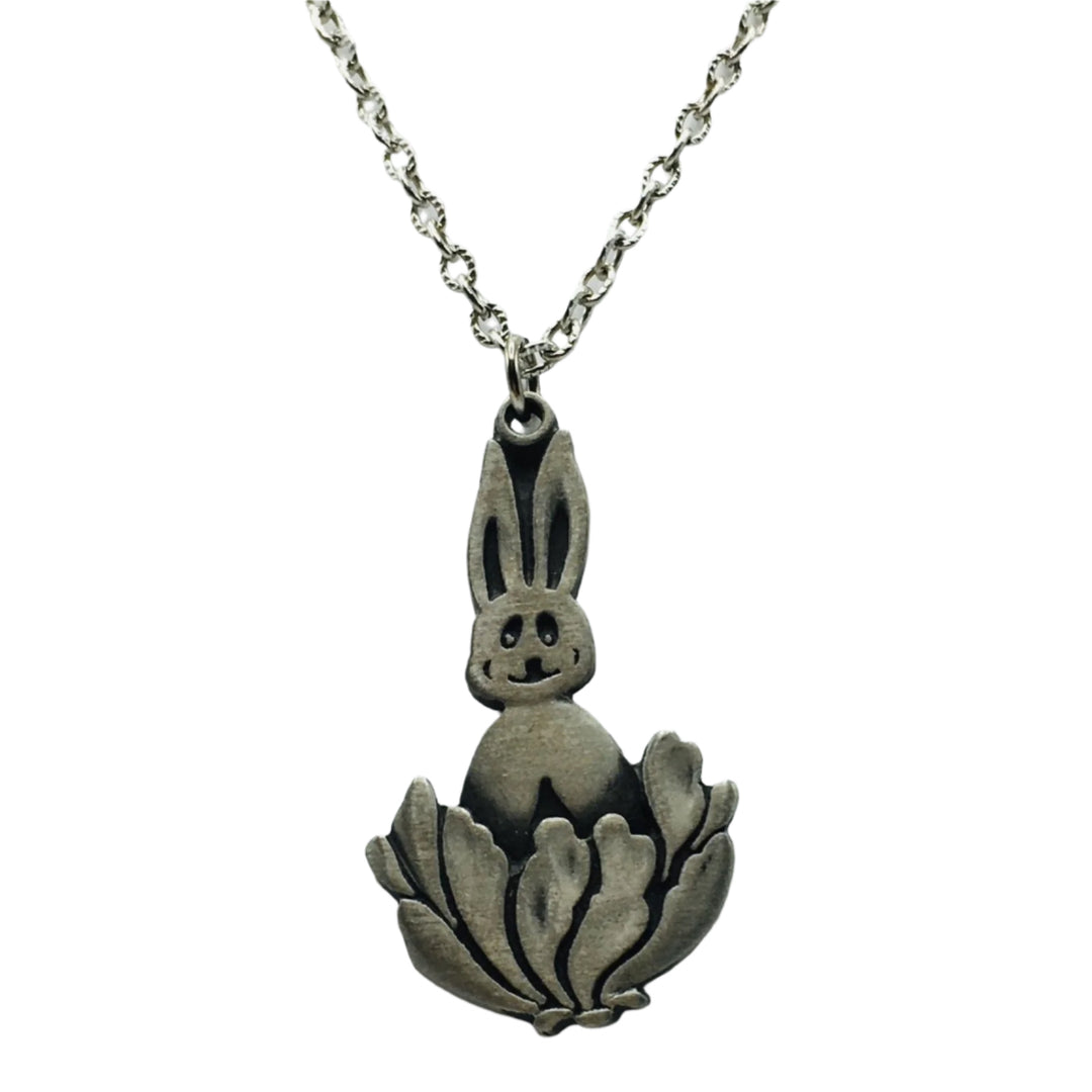 Swedish Pewter Bunny Rabbit Pendant Necklace