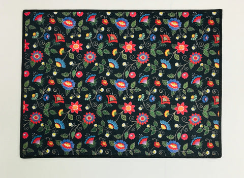 Folk Art Flowers black rug