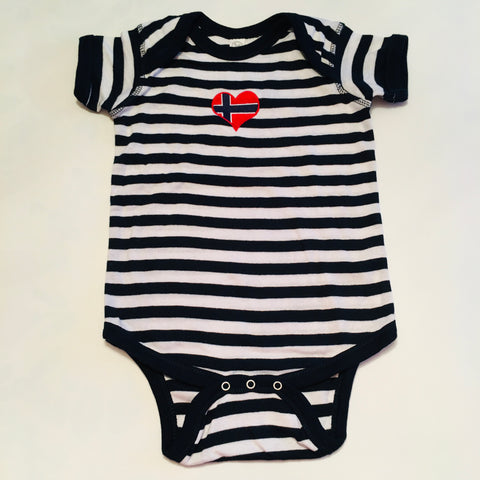 Baby Onezie with Snaps - Embroidered Norway Heart