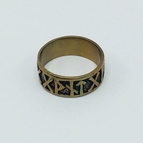 Bronze Ring with Runes Size 9