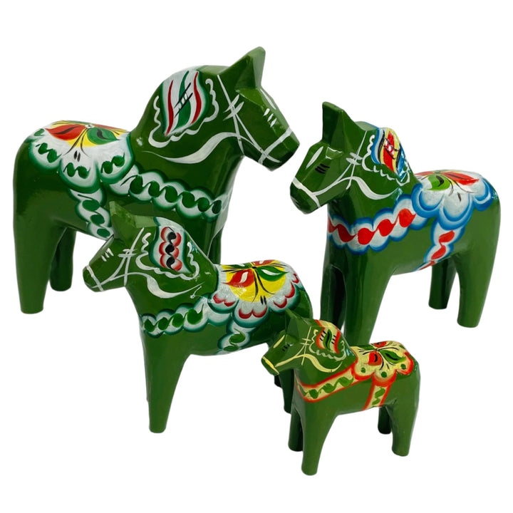Traditional Green Wooden Dala horse