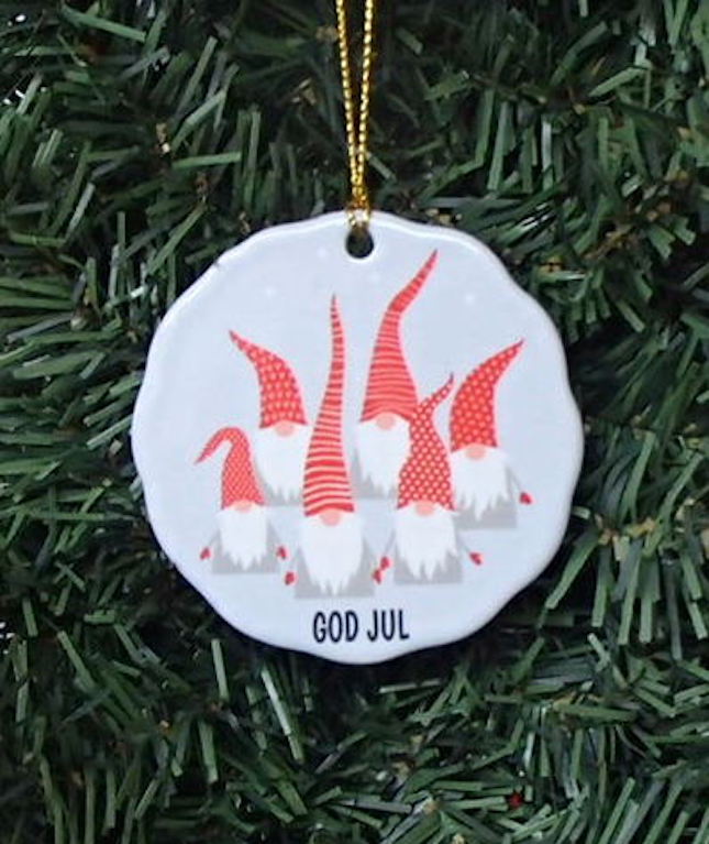 Ceramic Ornament, God Jul Gnomes
