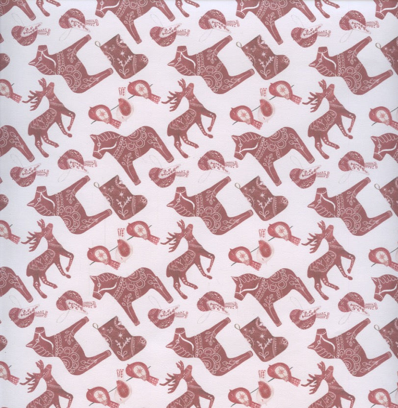 Dala Horse, Reindeer & Birds Gift Wrap or Craft Paper