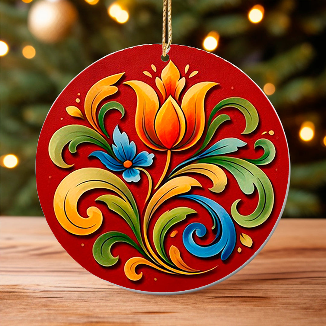 Ceramic Ornament, Rosemaling