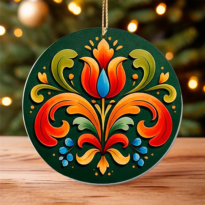 Ceramic Ornament, Rosemaling