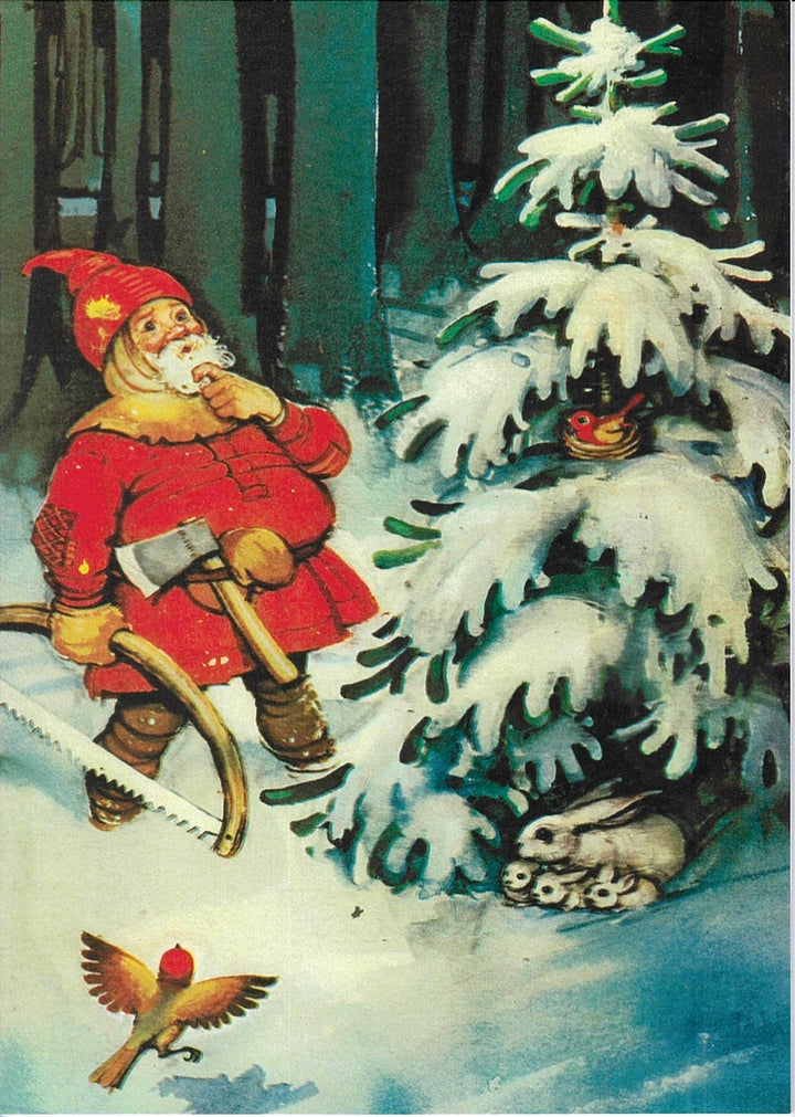 Boxed cards, Tomte with Surprise in Tree