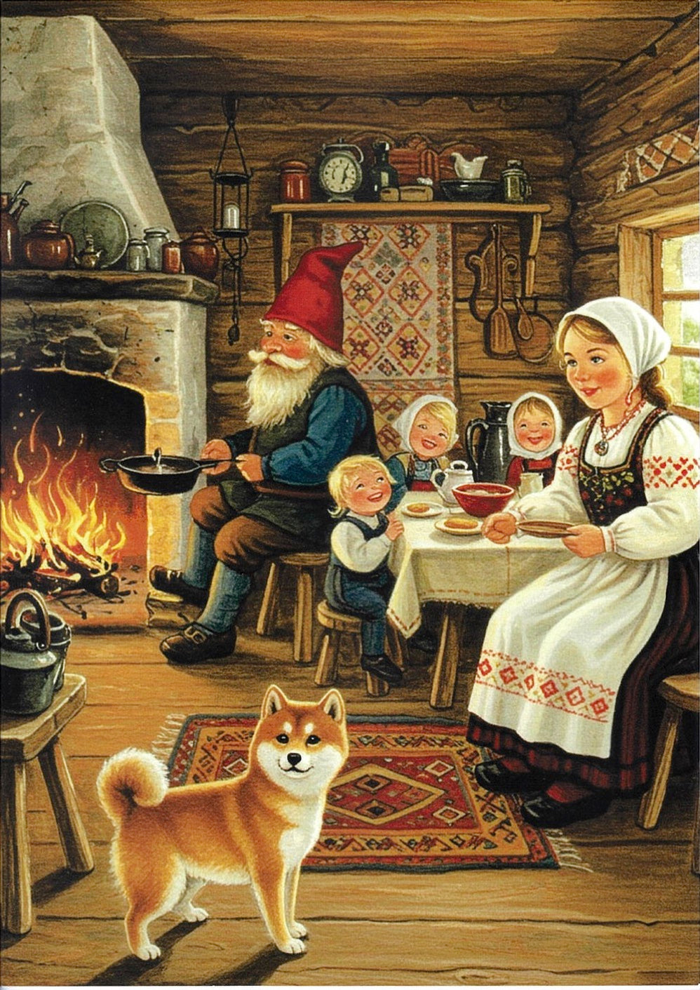 Christmas Cards Dinner in the cabin Pkg of 6